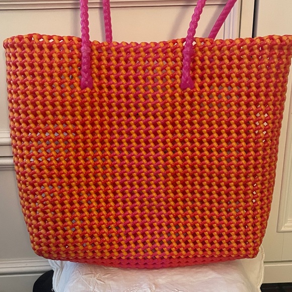 Carel Paris Orange and Pink Woven Tote Bag - Picture 10 of 15